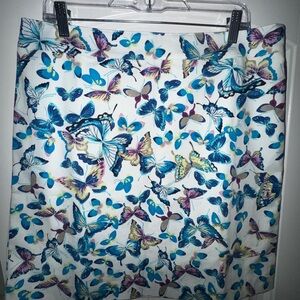 Talbots Multicolor Butterfly Print Pencil Skirt